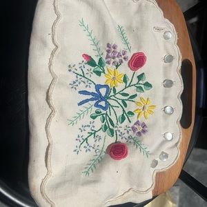 Cute cloth and wood clutch purse